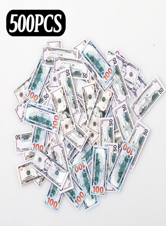 loghohu 500 Pcs Miniature Scene Dollars 1:12 Mini Dollar Fake Bills 5 10 20 50 100 Dollar Bills Prop Money Realistic Mini Simulation Dollar Toy Banknote for Dollhouse Scene Model Craft Decoration Accessories - Image 4